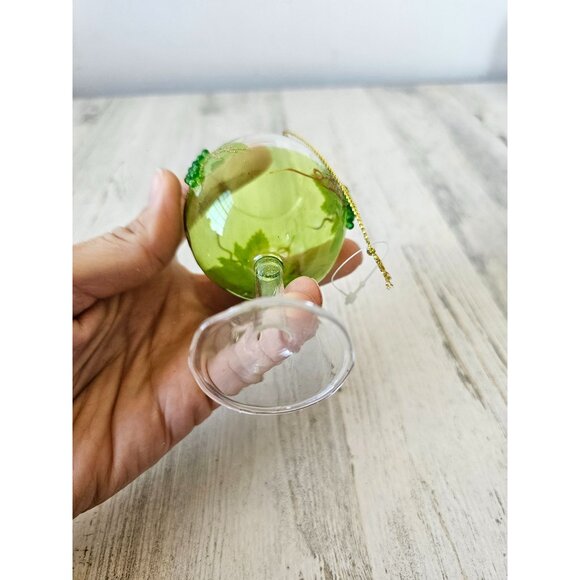 Grapes wine glass goblet champagne glitter green ornament Xmas tree - Picture 4 of 8